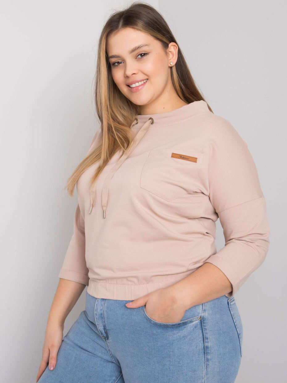 Světle béžová mikina plus size bez kapuce Pasadena JEDNA VELIKOST - main (1)