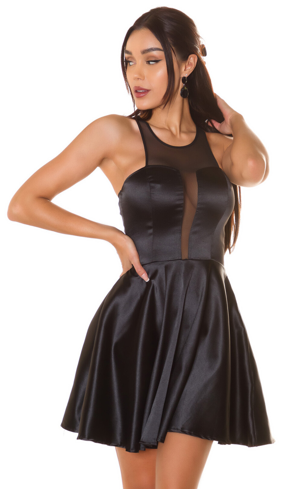 Sexy minišaty KouCla s průhledným dekoltem black XS - main (7)