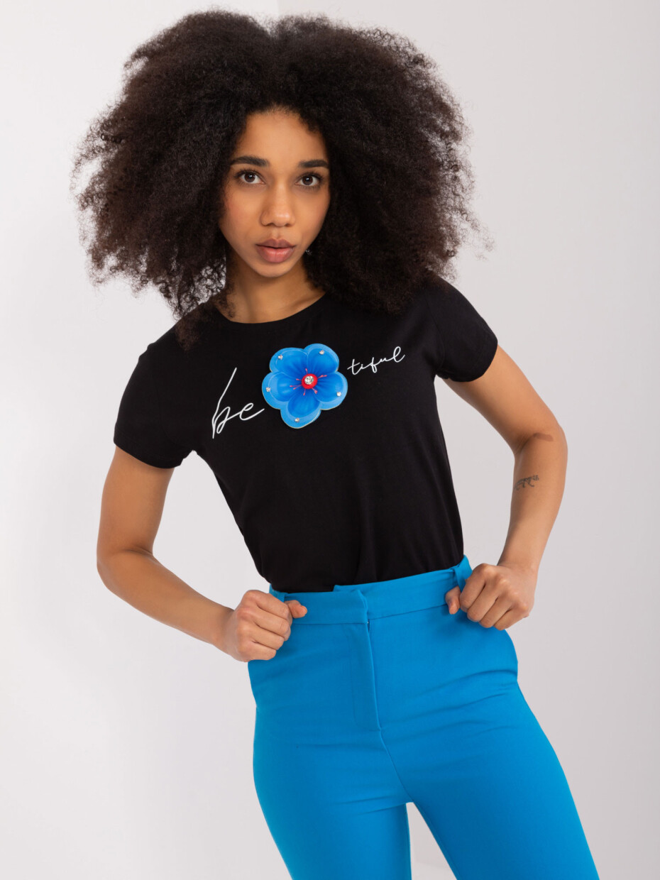 Černé tričko s aplikací 3D BASIC FEEL GOOD Velikost: L / XL - main (2)