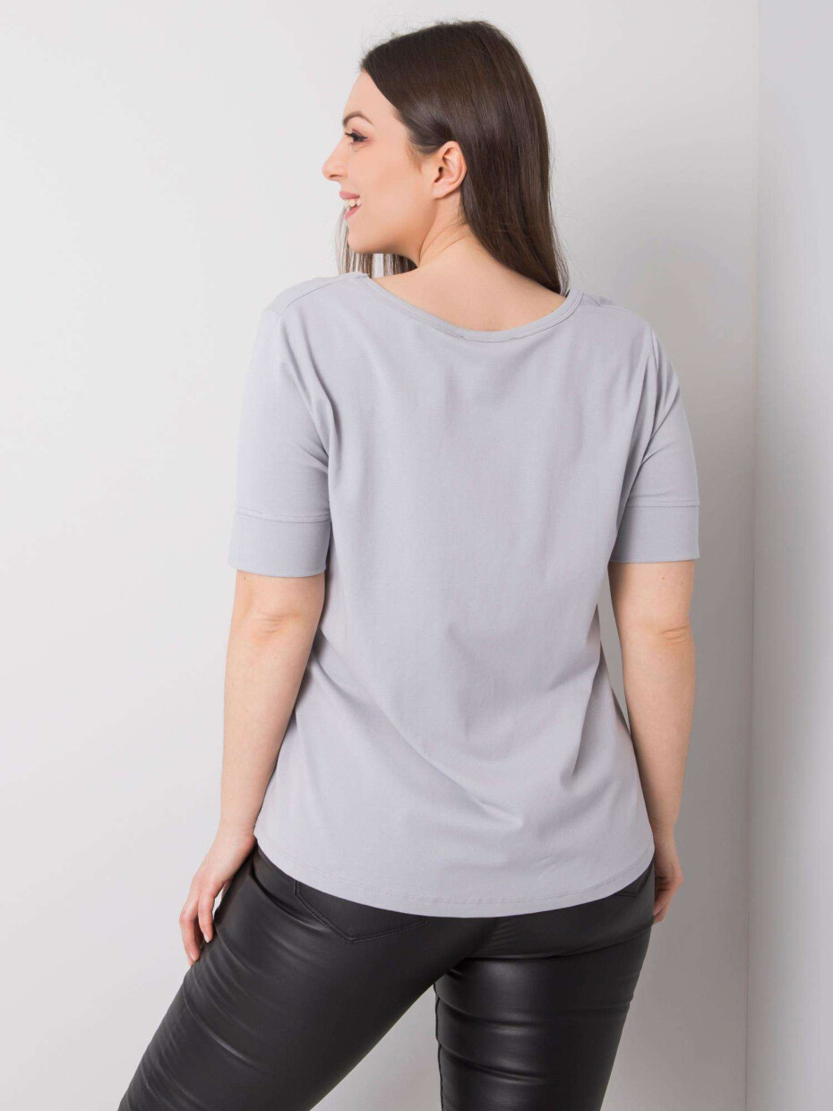 Světle šedé bavlněné tričko pro ženy v oversize 4XL - main (3)