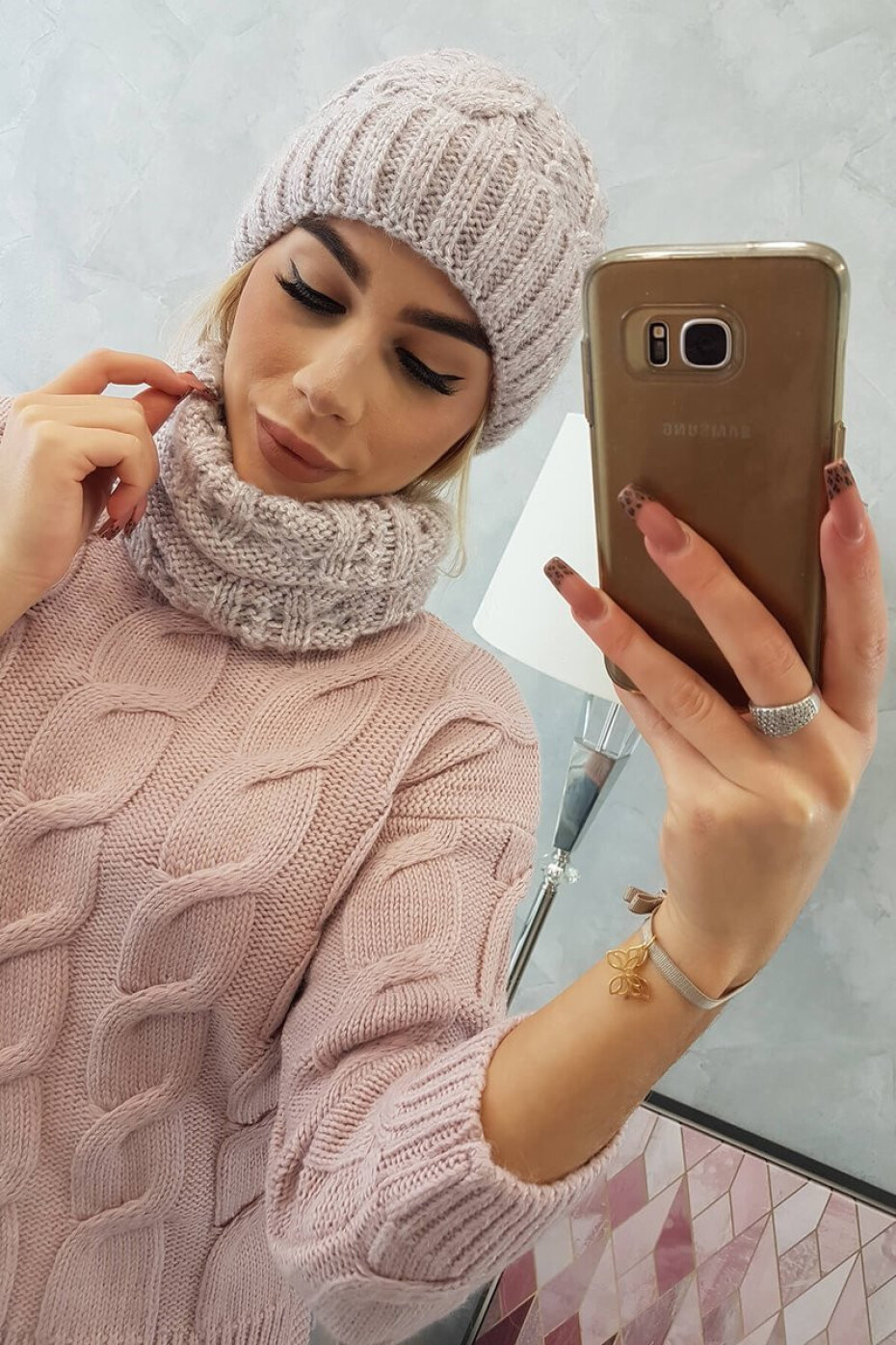 Dámská souprava K153 šedá+pudrová růžová UNI - main (1)