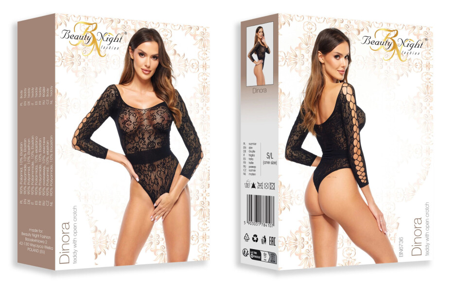 Erotické body Dinora - BEAUTY NIGHT FASHION černá S/L - main (3)