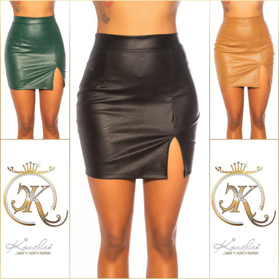 Sexy sukně Leder Look s rozparkem CAPPUCCINO M - main (19)