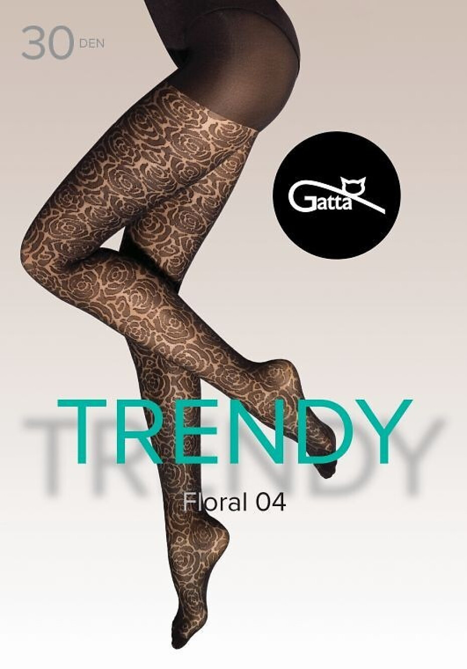 Dámské punčochové kalhoty Gatta Floral 04 30 den 5-XL nero 5-XL - main (0)