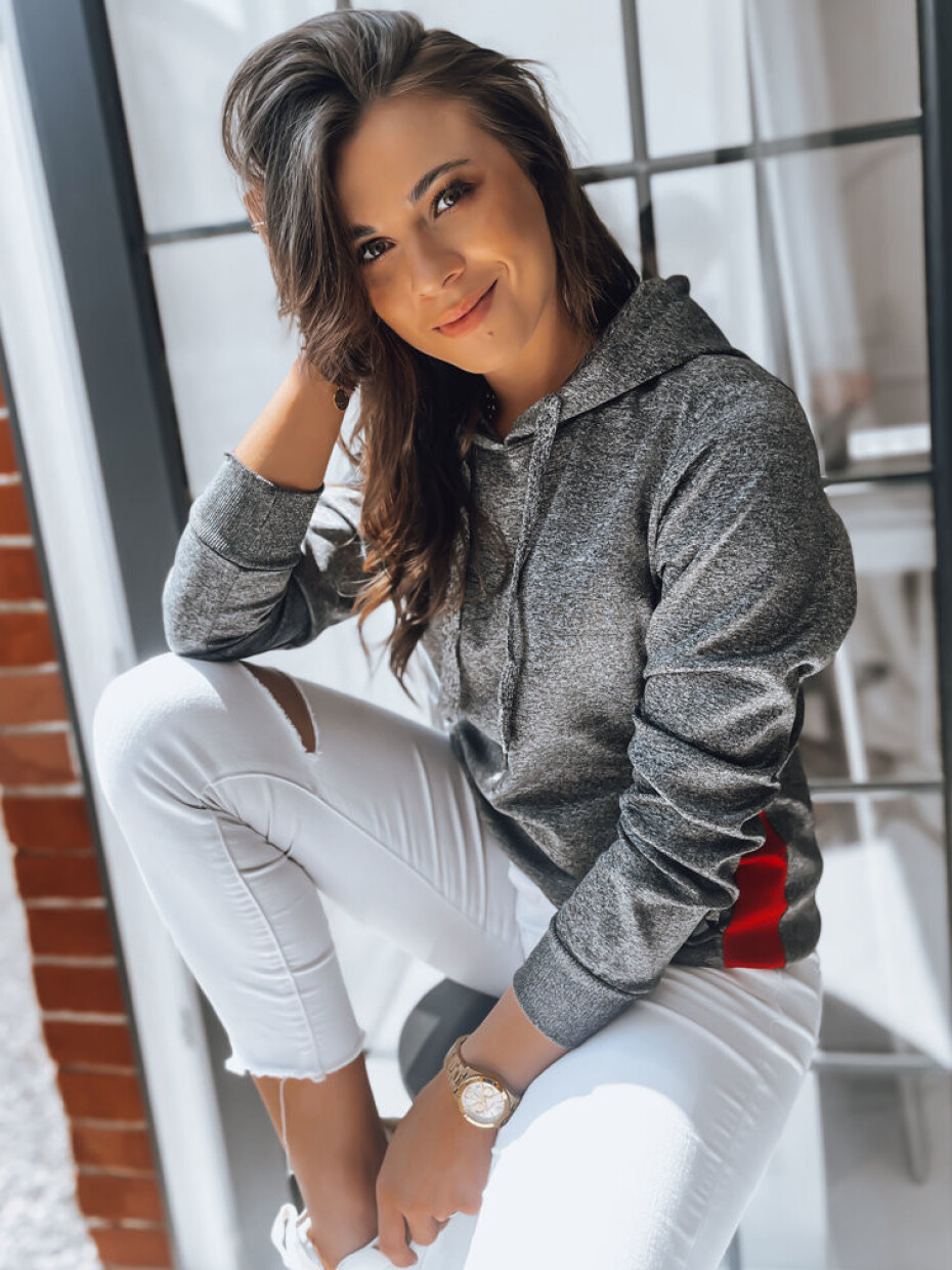 Tmavě šedá dámská sportovní mikina GIM s kapucí Dstreet BY0948z XL - main (2)