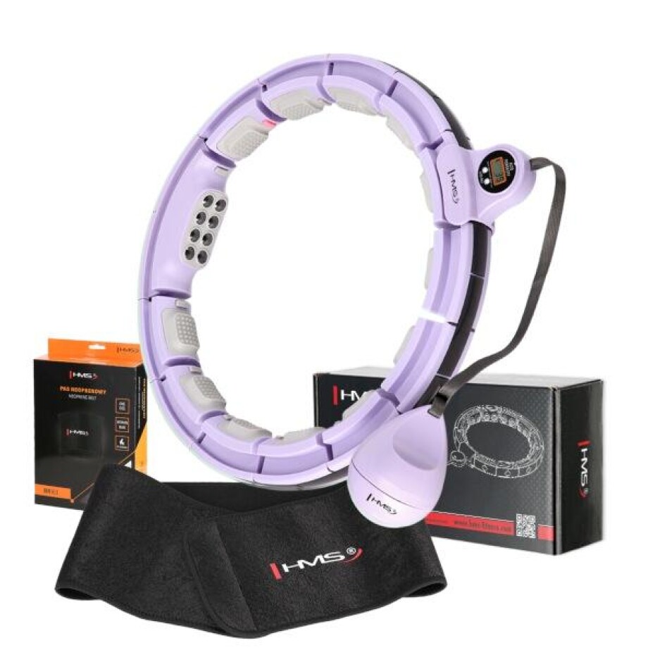 HMS Sada masážní hula hoop HHM13 se závažím, magnety a počítadlem a zeštíhlujícího pásu BR163 fialová - main (0)
