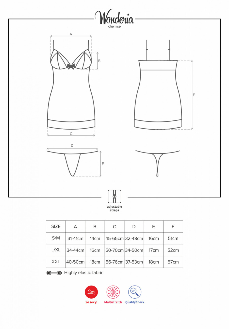 Košilka Wonderia chemise - Obsessive černá S/M - main (1)