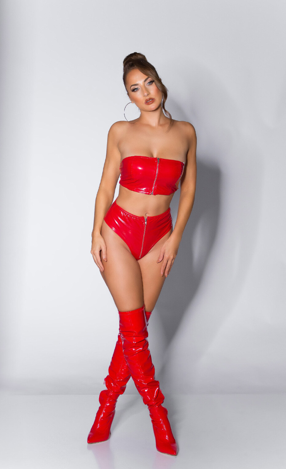 Sexy Koucla Latexlook Hotpants se zipem pink XL - main (7)
