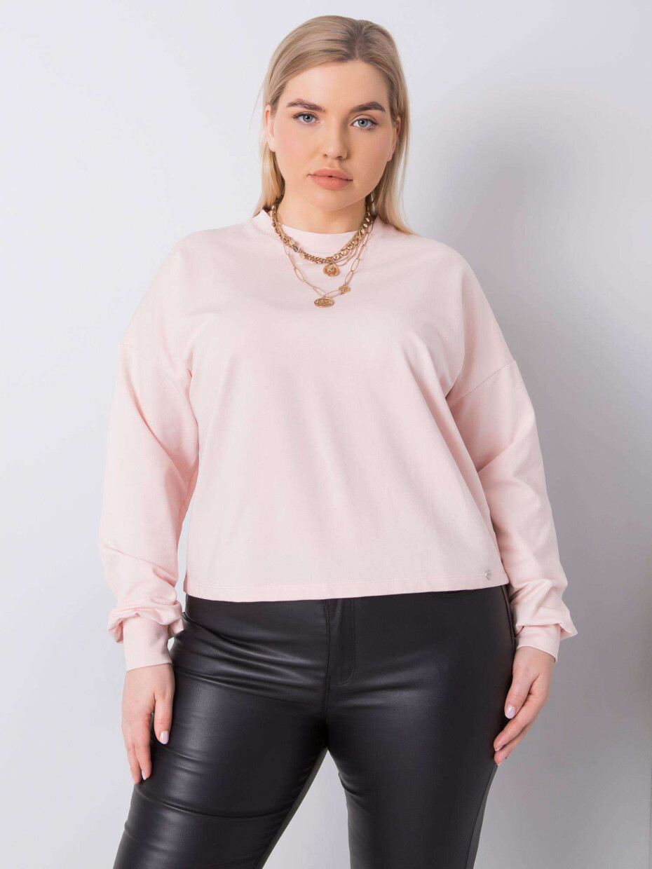 Světle růžová obyčejná mikina plus velikosti 3XL - main (2)