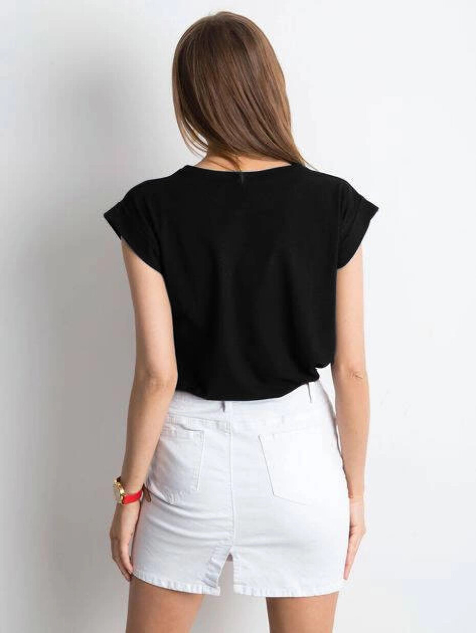 Černé bavlněné dámské tričko t-shirt s ohrnutými rukávky Feel Good (4833-22) odstíny černé XS (34) - main (0)