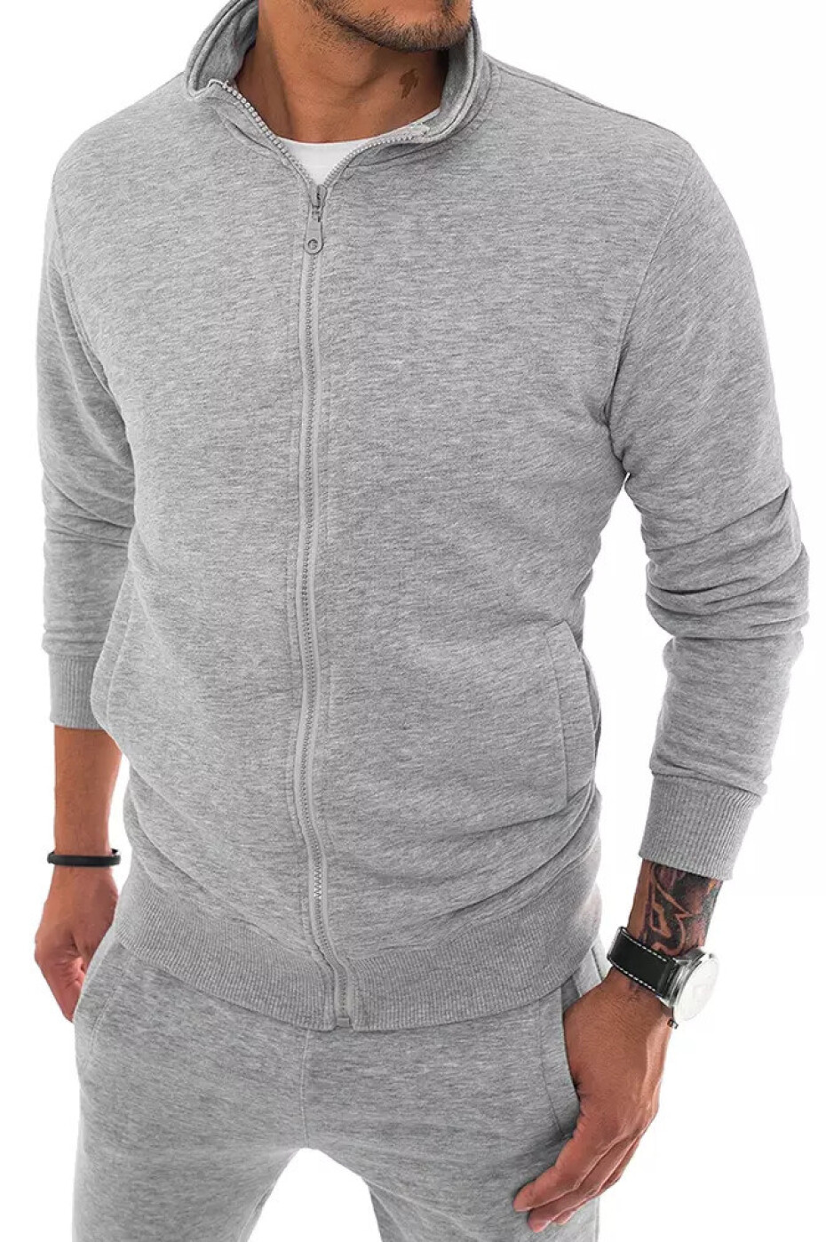 Šedá pánská mikina na zip Dstreet BX5036 XL - main (4)