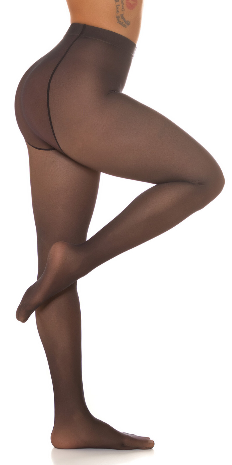 Sexy základní lemované zimní punčocháče black Einheitsgroesse - main (6)