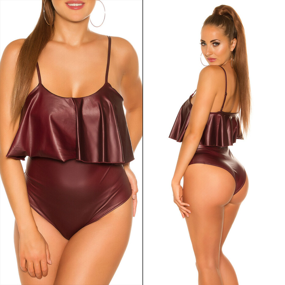Sexy KouCla Wetlook Body s Volantem BORDEAUX Einheitsgroesse - main (9)