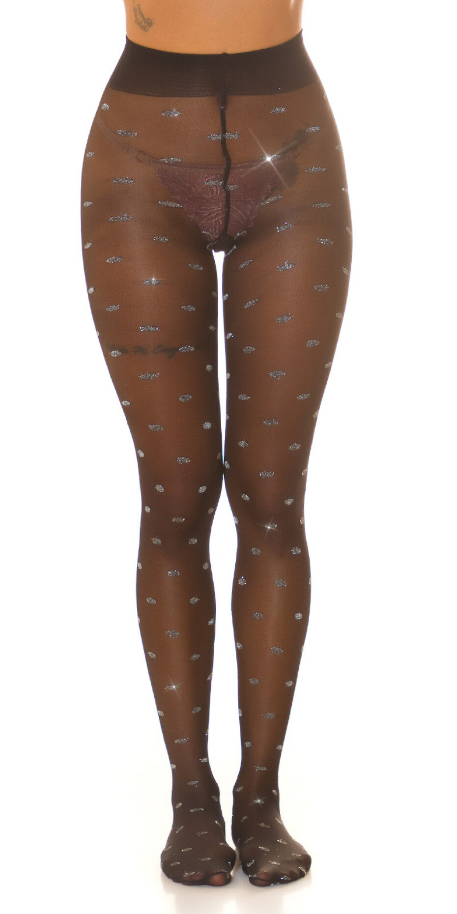 Sexy punčocháče s třpytivými tečkami barva black velikost Einheitsgroesse - main (13)