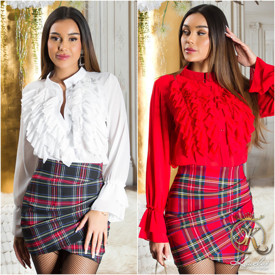 Sexy Koucla draped Highwaist Minisukně red S - main (17)