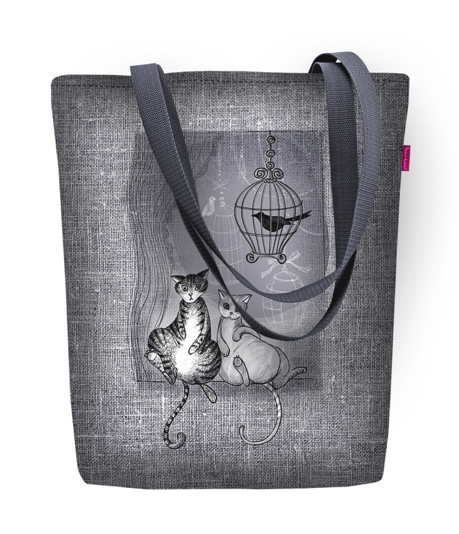 Bertoni Plátěná taška Sunny Two Cats Grey 29 cm x 40 cm x 36 cm x 8 cm - main (4)